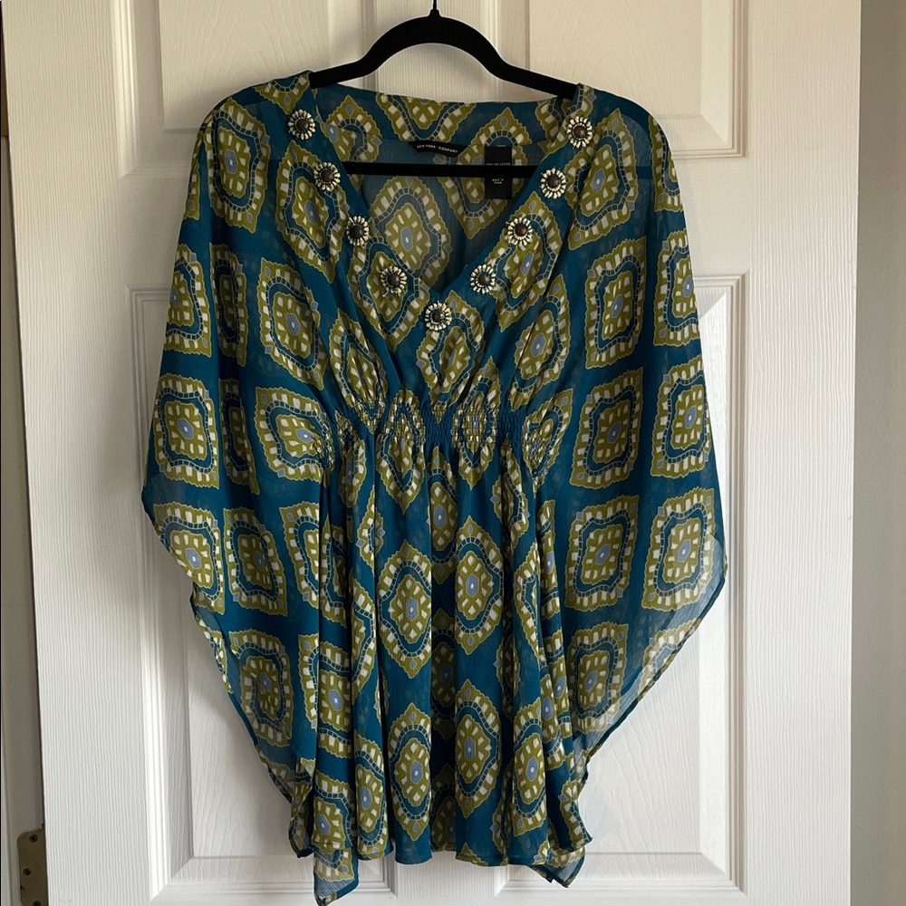 NY & Co. Flowy Teal Blouse